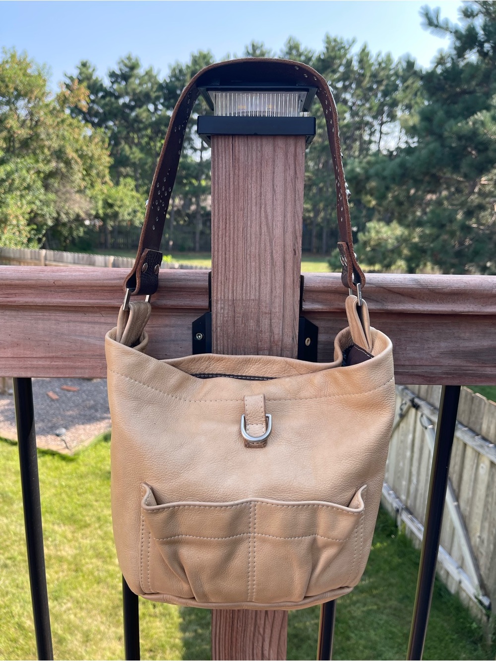 Tylie Malibu Y2K Pebbled Tan Leather Hobo Handbag Brown Leather Rhinestone Strap